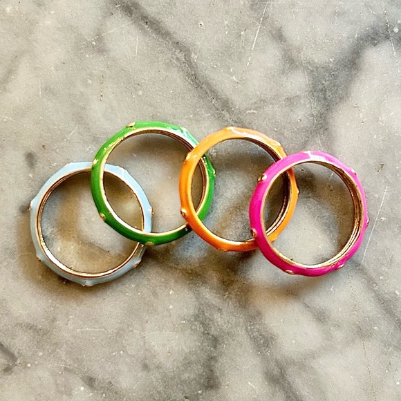 Betsey Johnson Colorful Stackable Rings with Rhinestones - Picture 3 of 7